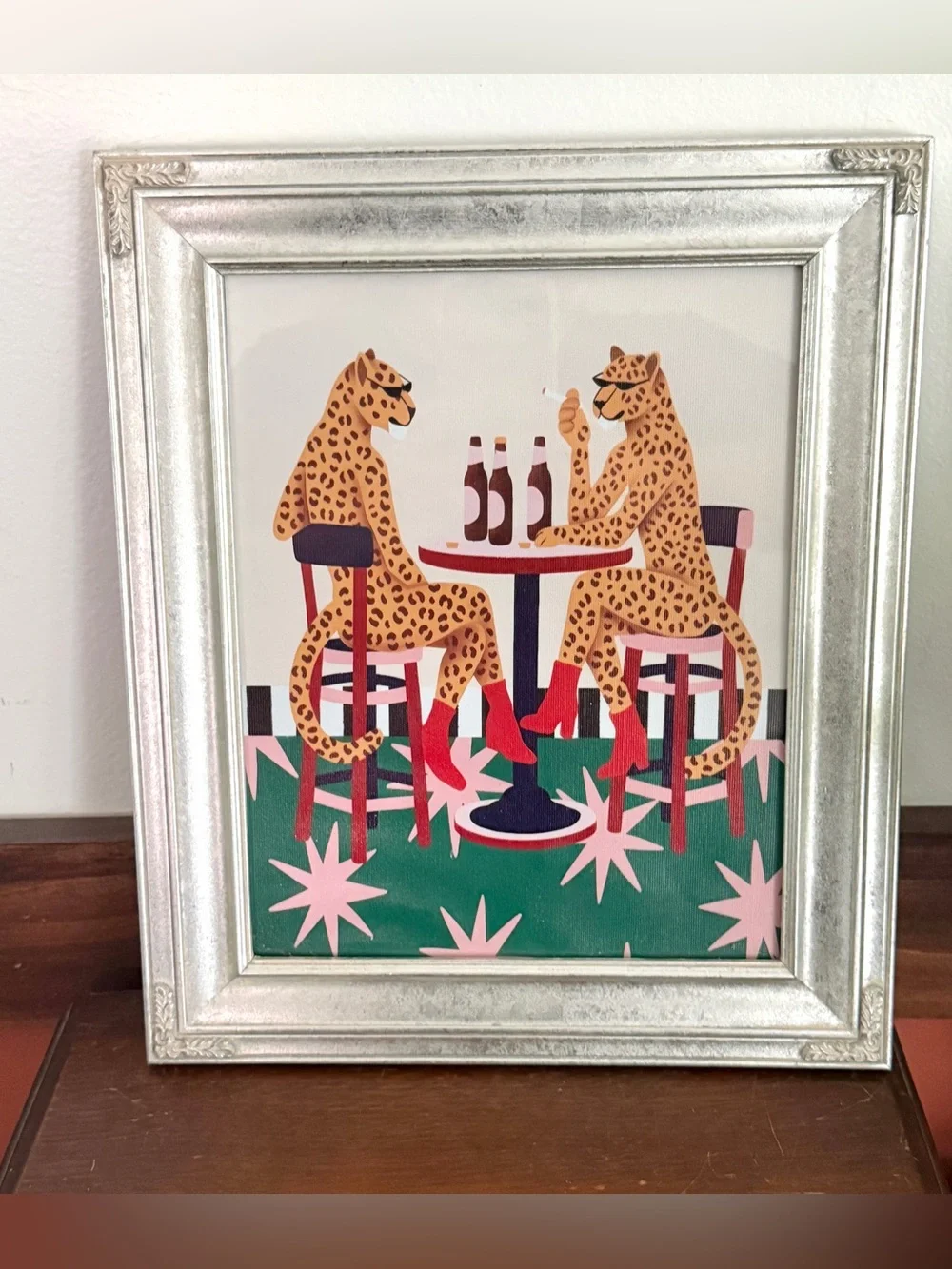 Cheetah Girls Night Drinking Smoking Quirky Animal Canvas Art Print Framed Art